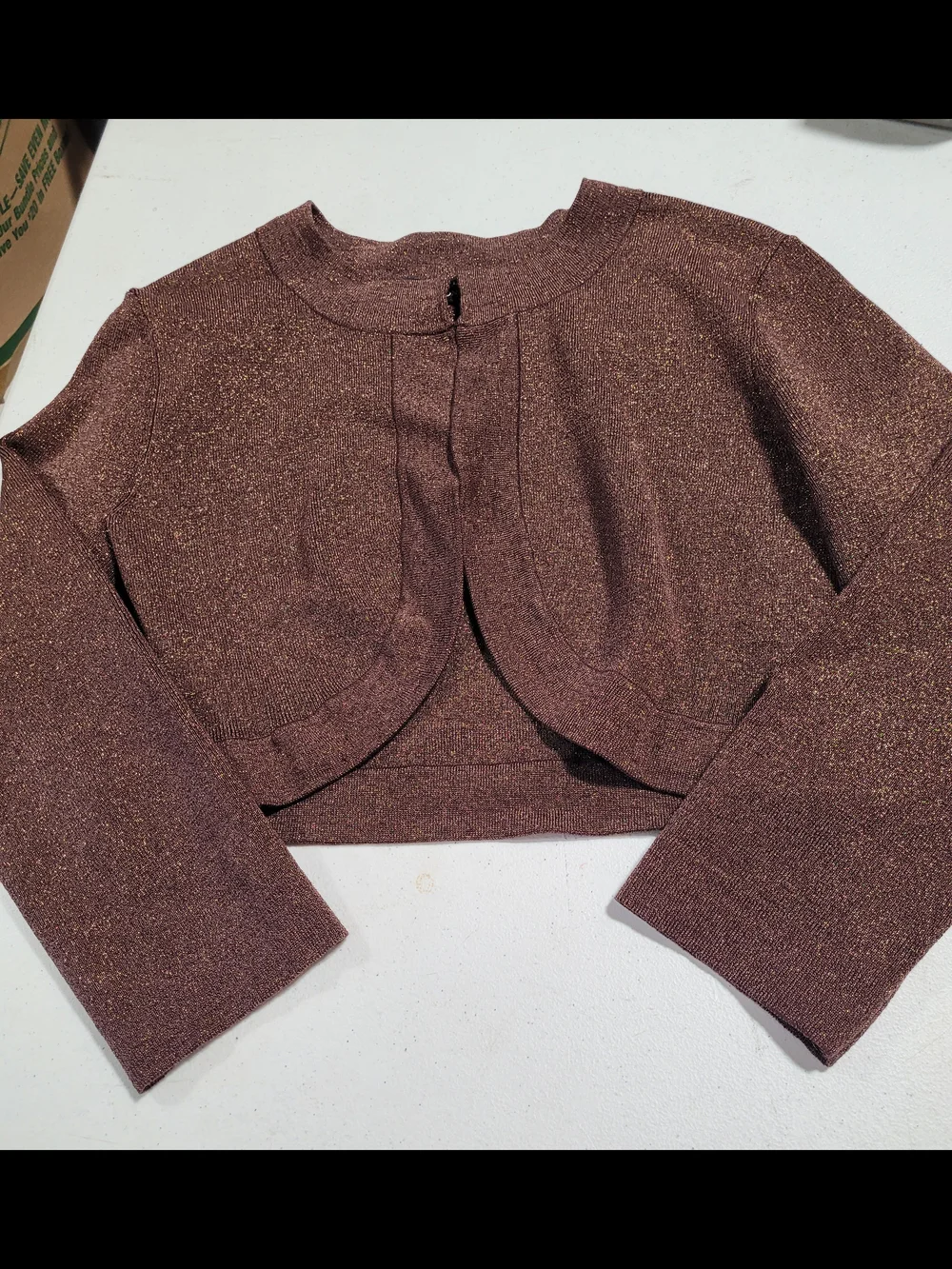 Sparkle Crop Bolero Cardigan - Brown